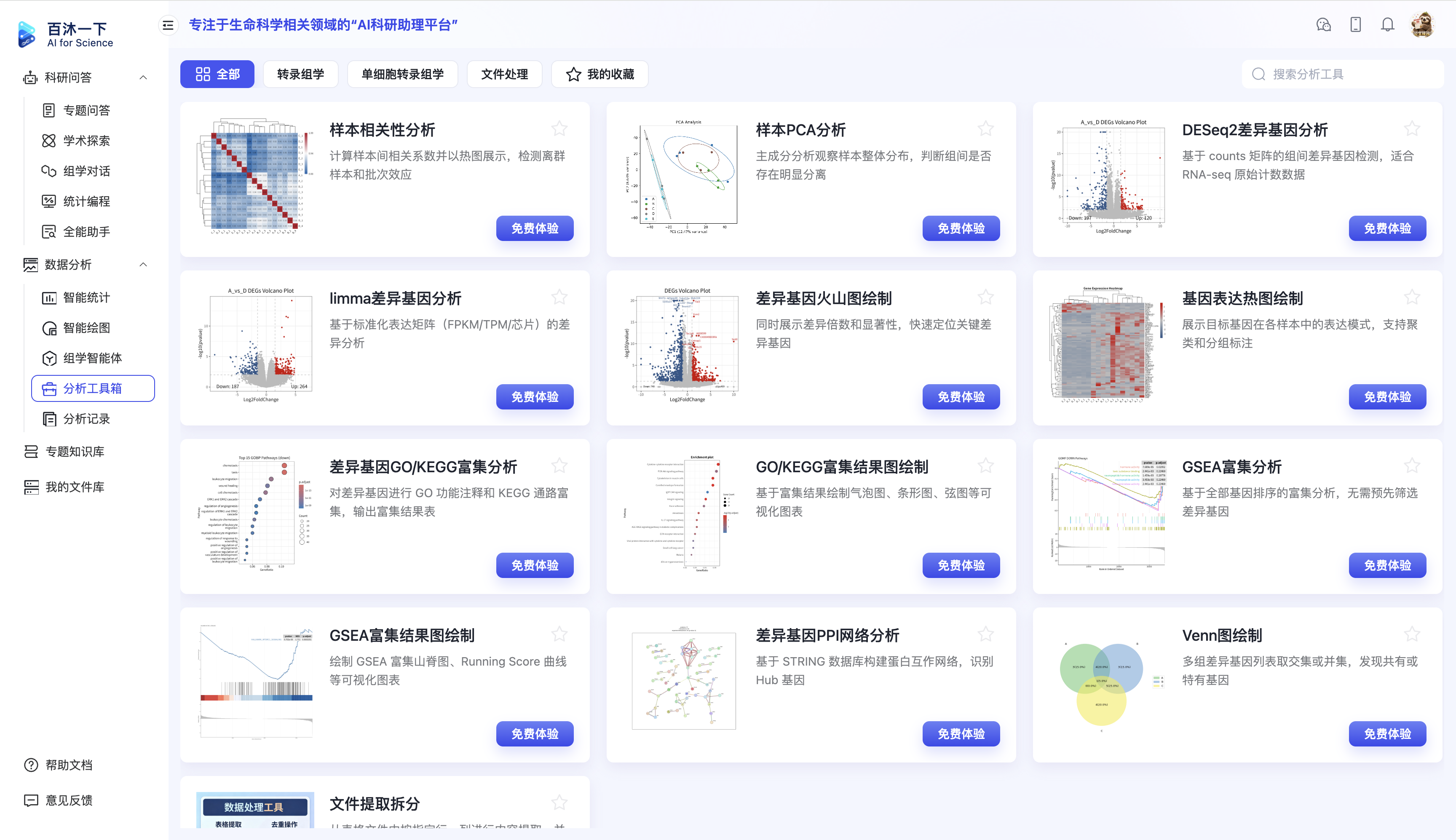 分析工具箱 · 工具总览